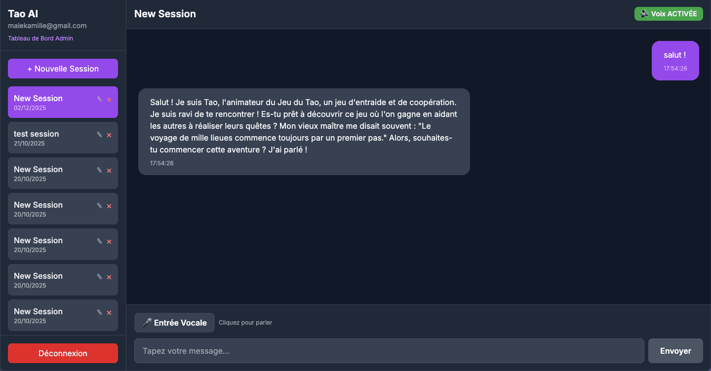 Tao IA - Interface principale